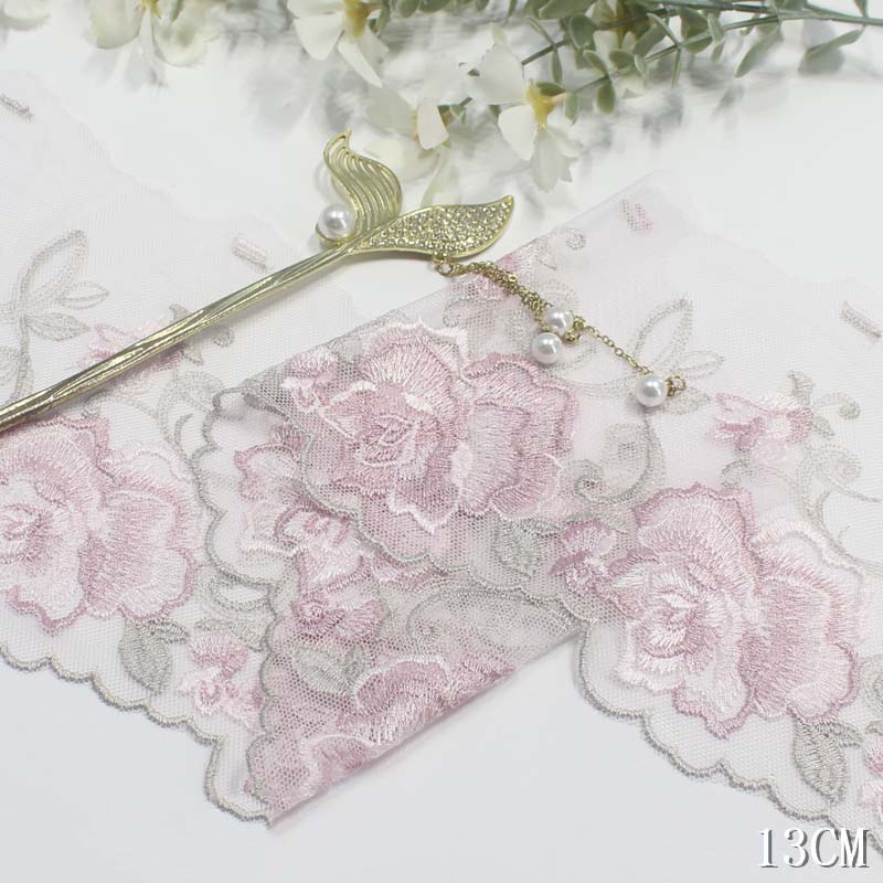 Embroidery Yellow Dress - 2Yards Purple Pink Blue Floral Embroidery