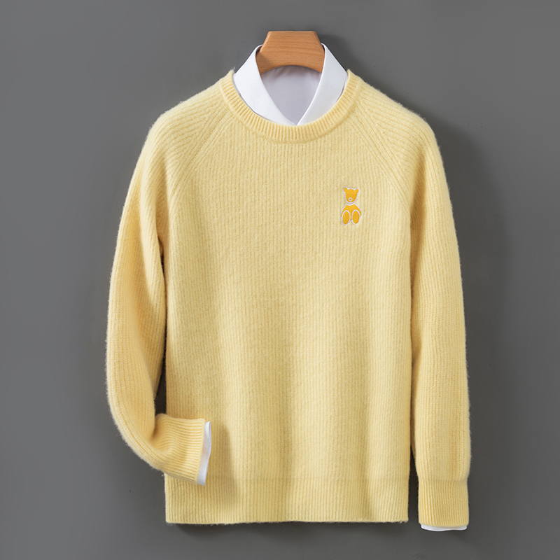 Embroidery In Australia - Men's O-Neck Embroidered Knitwear 100%Australia Wool