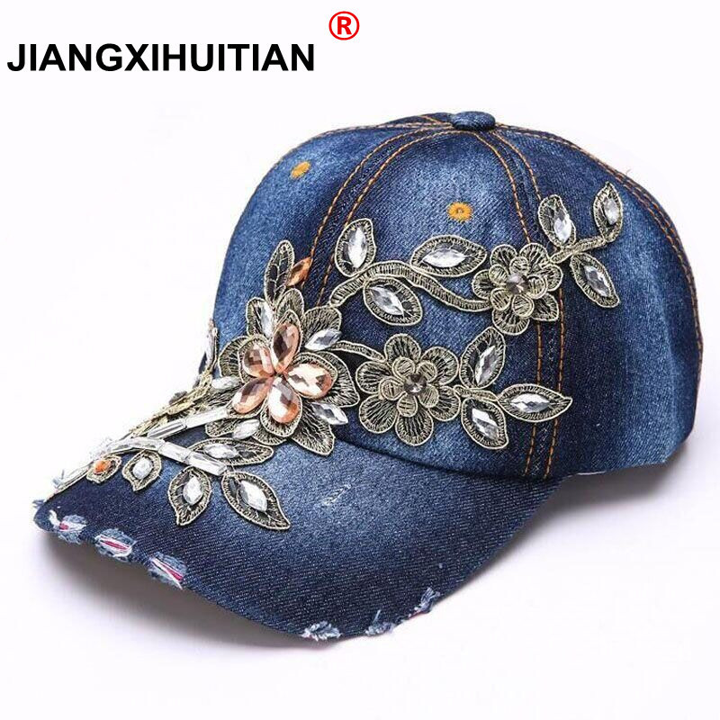 Embroidery Jeans Sakura - Women's Baseball Cap Diamond Painting Embroidery