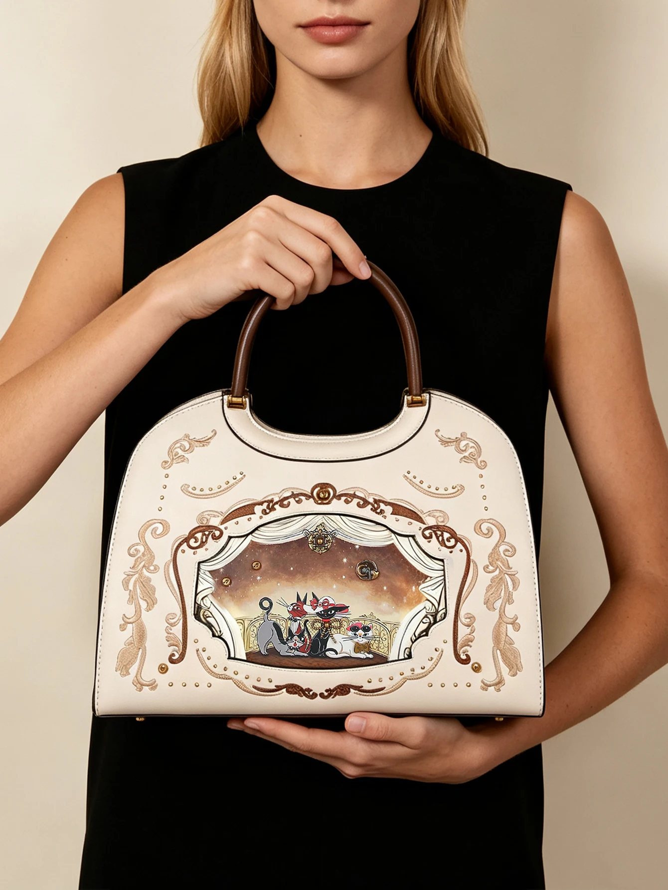 Embroidery Cat - Versatile and Vintage Handbag with Exquisite