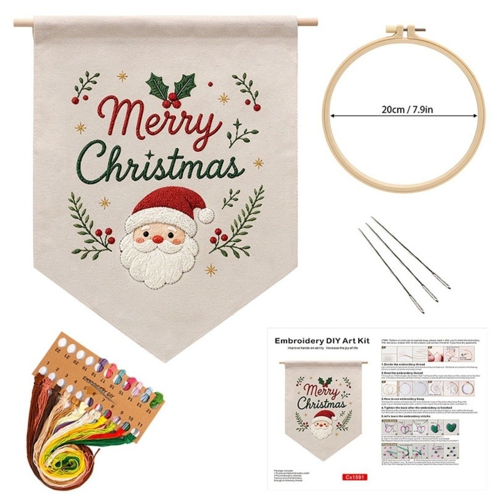 Embroidery Xmas Tree - Handmade Christmas Embroidery Kit Snowman Tree