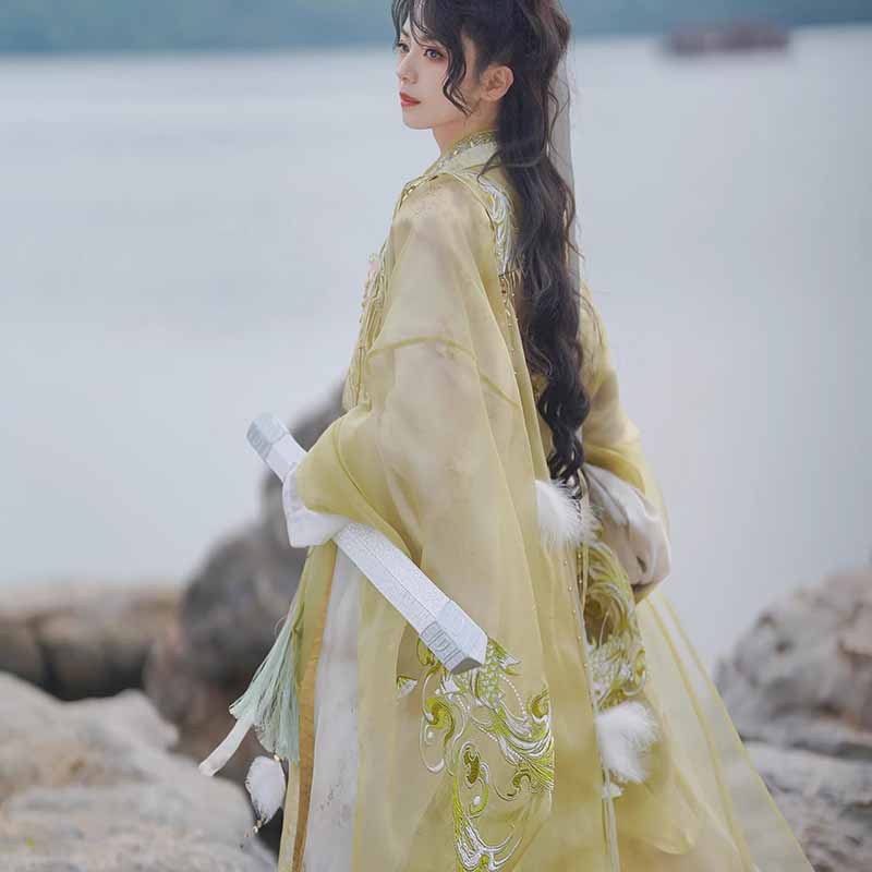 Embroidery Yellow - Wuxia Swordsman Hanfu Outfit Men Gradient