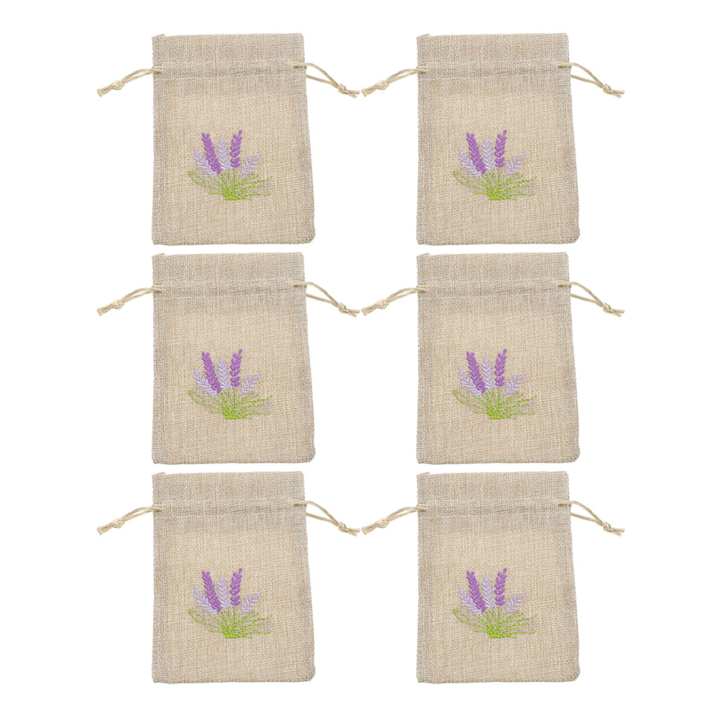 Embroidery Ring - 6Pcs Empty Linen Drawstring Sachet Bags