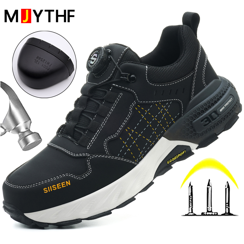 Embroidery Garments - Black Leather Safety Shoes Security Boots