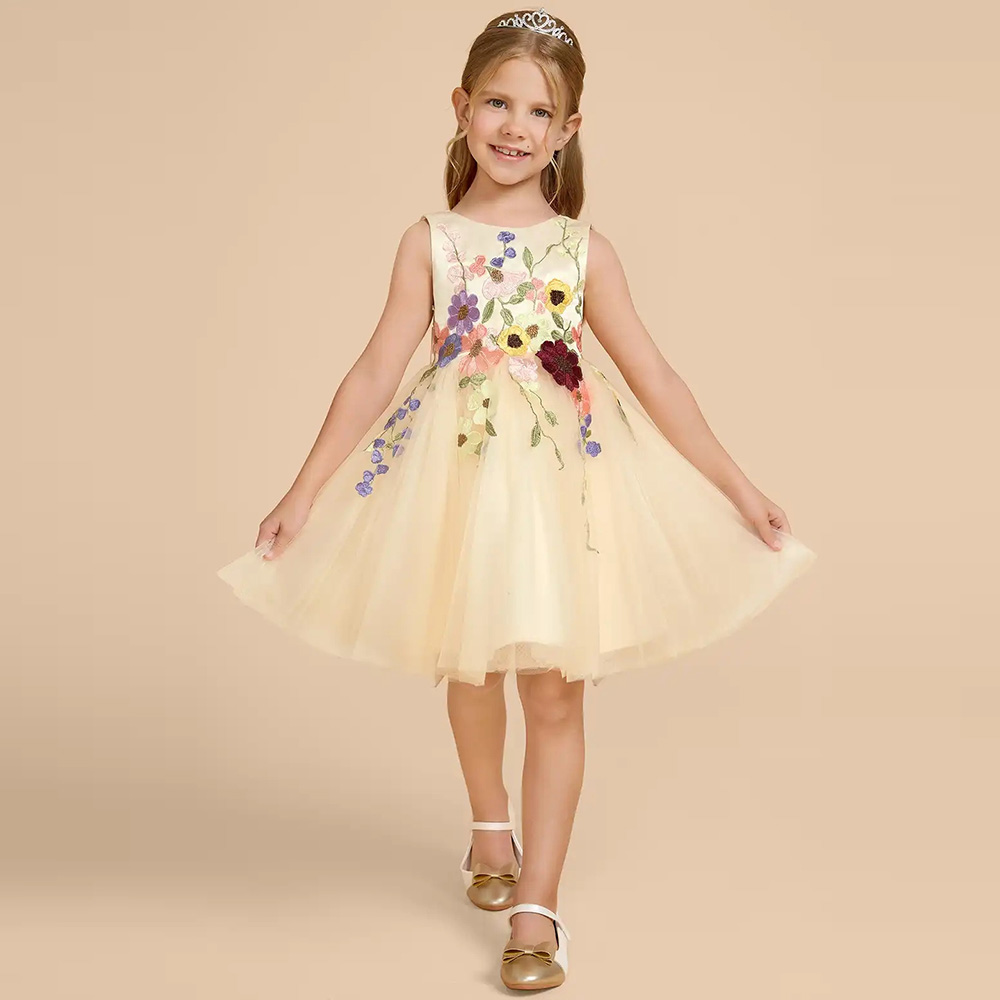 Embroidery Yellow Dress - Customized Yellow Tulle Flower Girl Dresses
