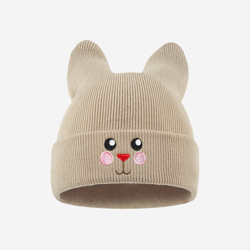 Embroidery Cat - Soft Cat Ear Kids Beanie Cat
