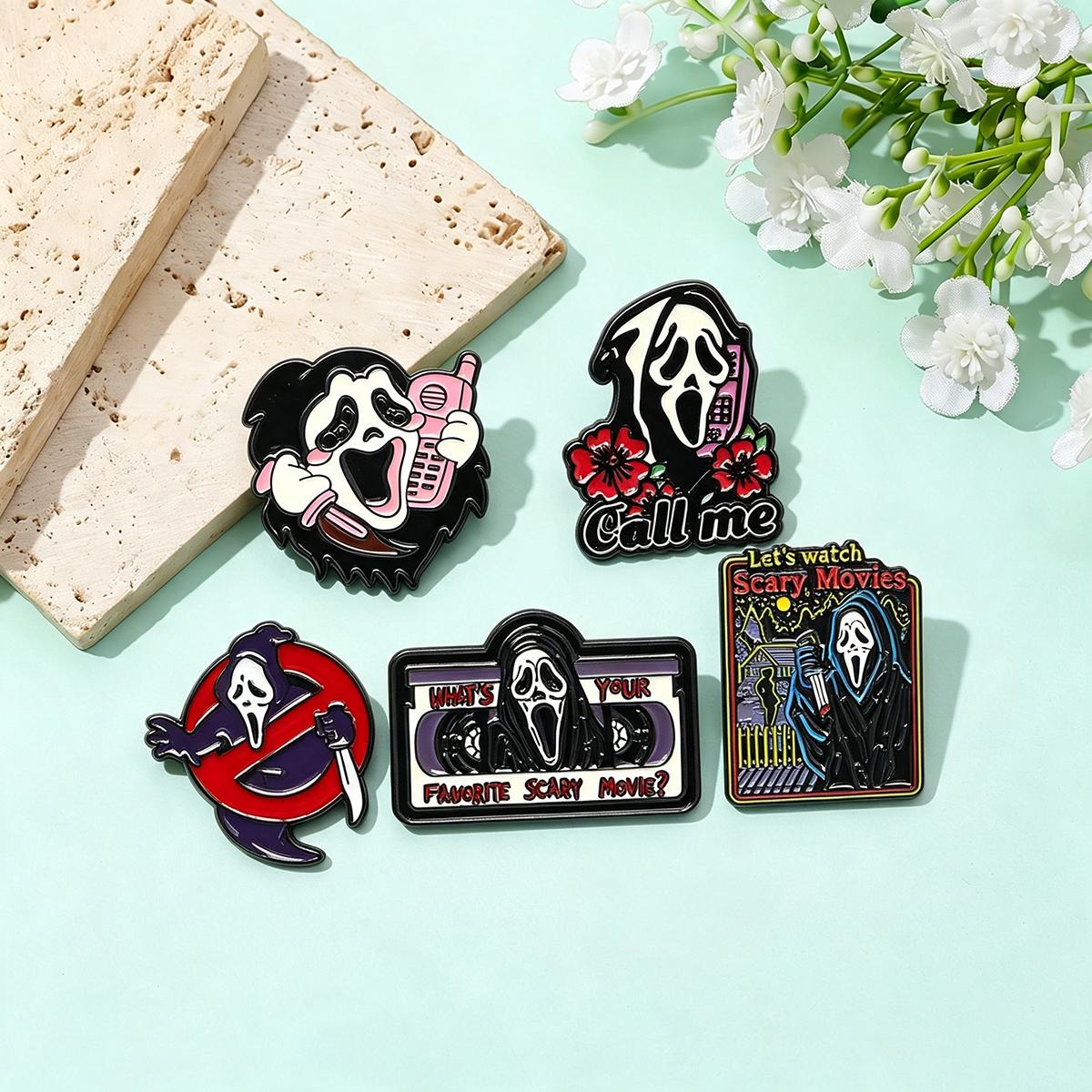 5Pcs/Set Horror Skull Enamel B - огляд і ціна Embroidery Gothic