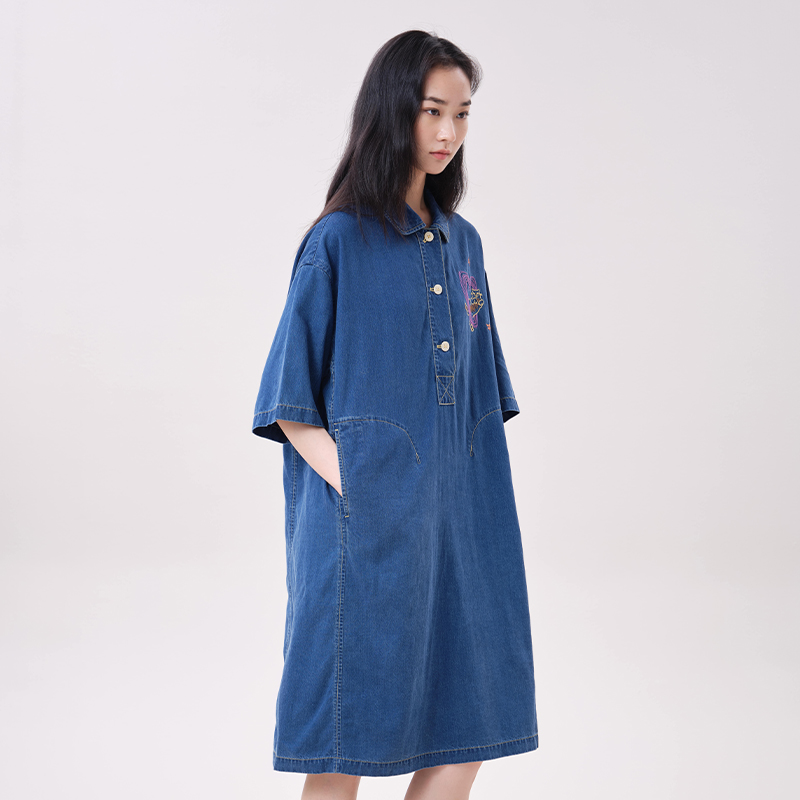 MOVEUP Lyocell Denim Dress Pol - огляд і ціна Embroidery Cat
