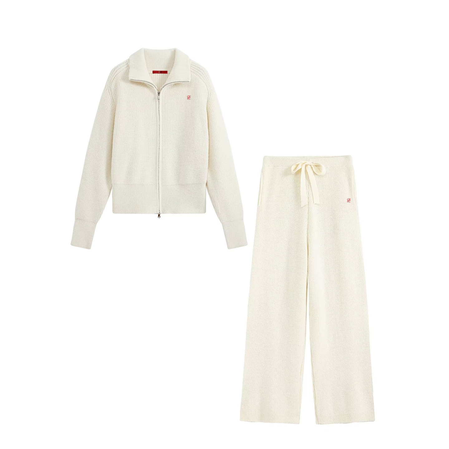 Women Zip Up Collar Knit Two P - огляд і ціна Embroidery Origin