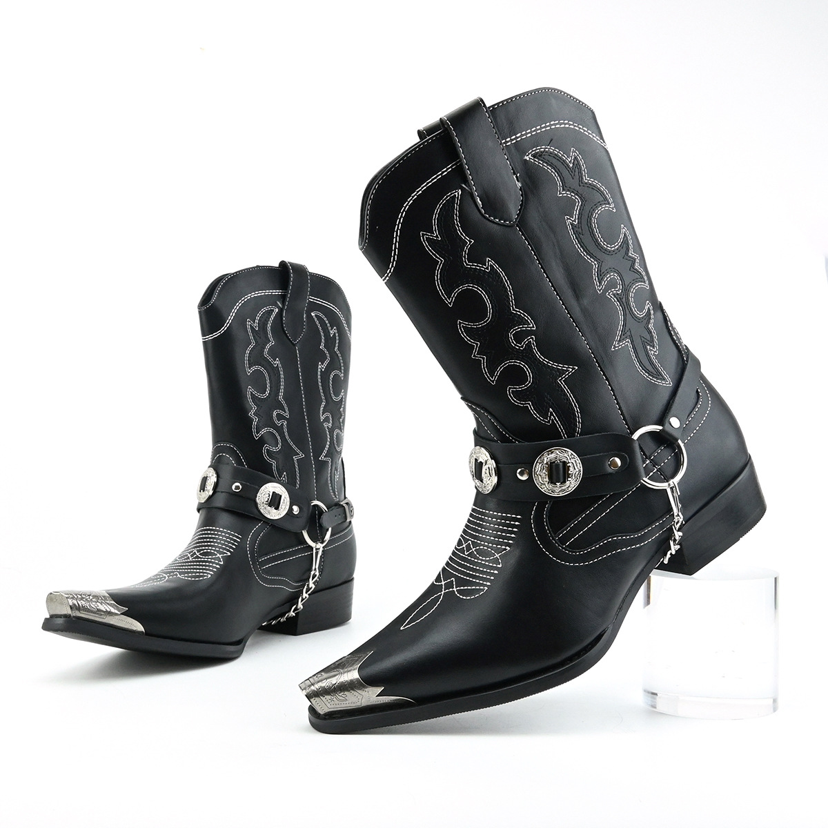 Men's Western Leather Boots wi - огляд і ціна Embroidery Ring