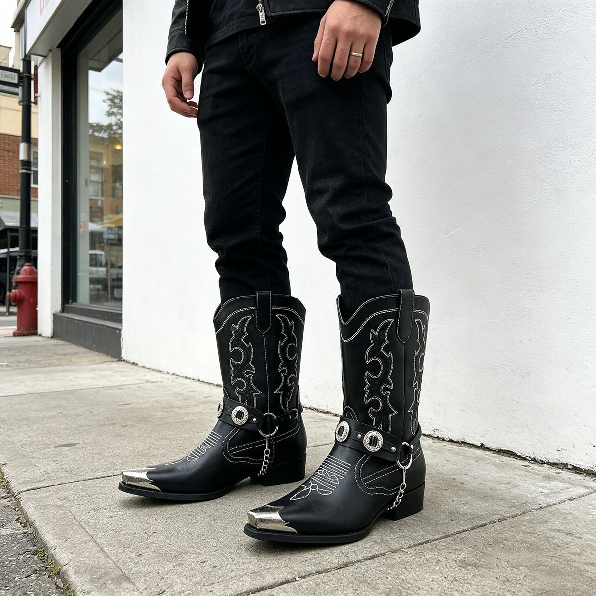 Men's Western Leather Boots wi - огляд і ціна Embroidery Ring