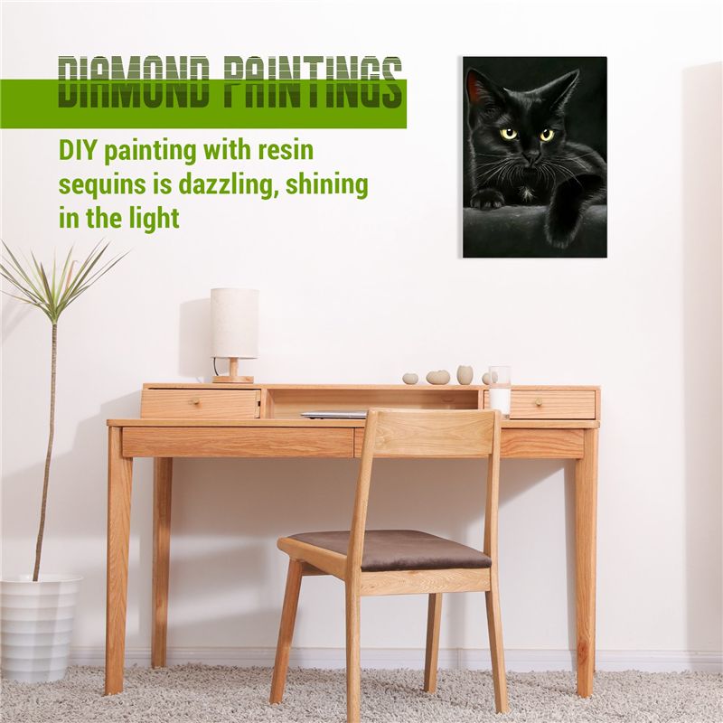 A84X-Animal Black Cat Diamond  - огляд і ціна Embroidery Cat