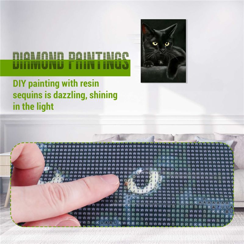 A84X-Animal Black Cat Diamond  - огляд і ціна Embroidery Cat