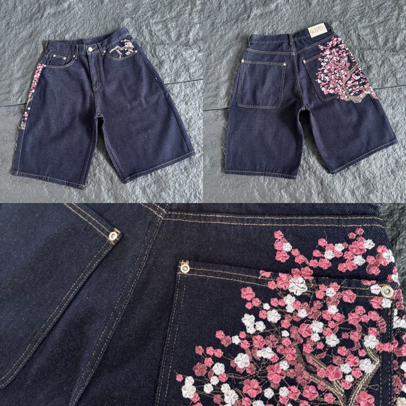 Men Women Dark Raw Denim Knee  - огляд і ціна Embroidery Jeans Sakura