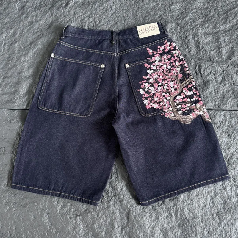 Men Women Dark Raw Denim Knee  - огляд і ціна Embroidery Jeans Sakura