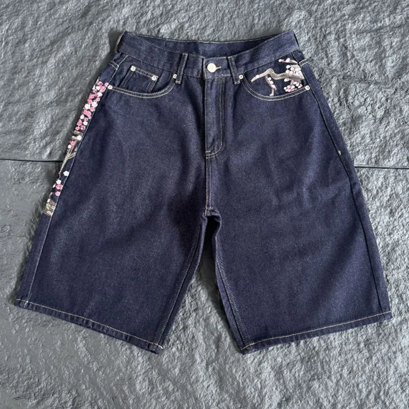 Men Women Dark Raw Denim Knee  - огляд і ціна Embroidery Jeans Sakura