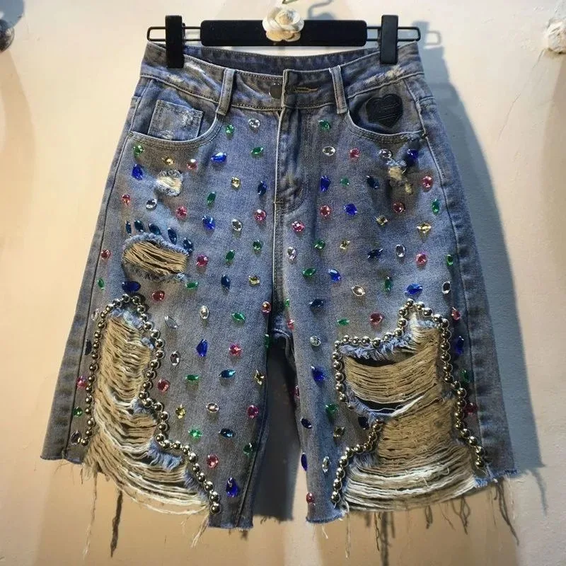 2025 Summer Short Pants High W - огляд і ціна Embroidery Jeans Sakura