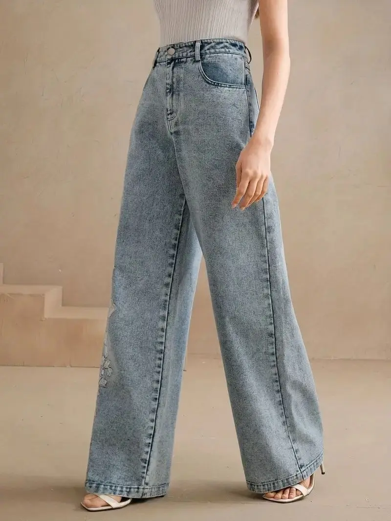 Women's Plus Size Y2K Straight - огляд і ціна Embroidery Jeans