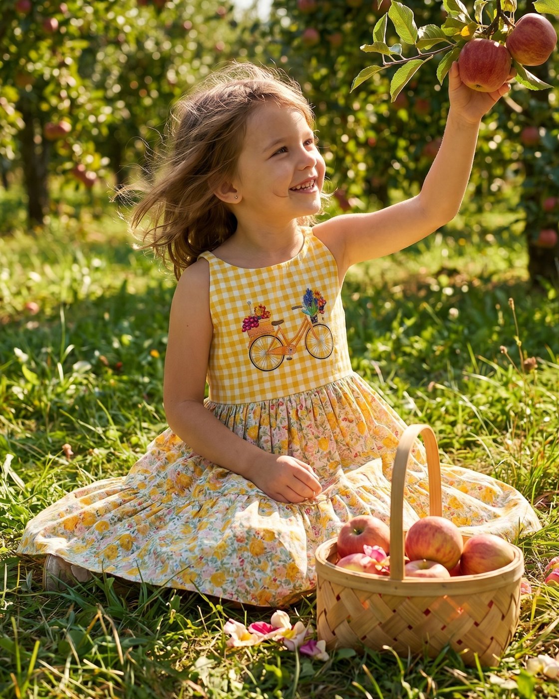 Girls Dress Yellow Gingham Bic - огляд і ціна Embroidery Yellow Dress