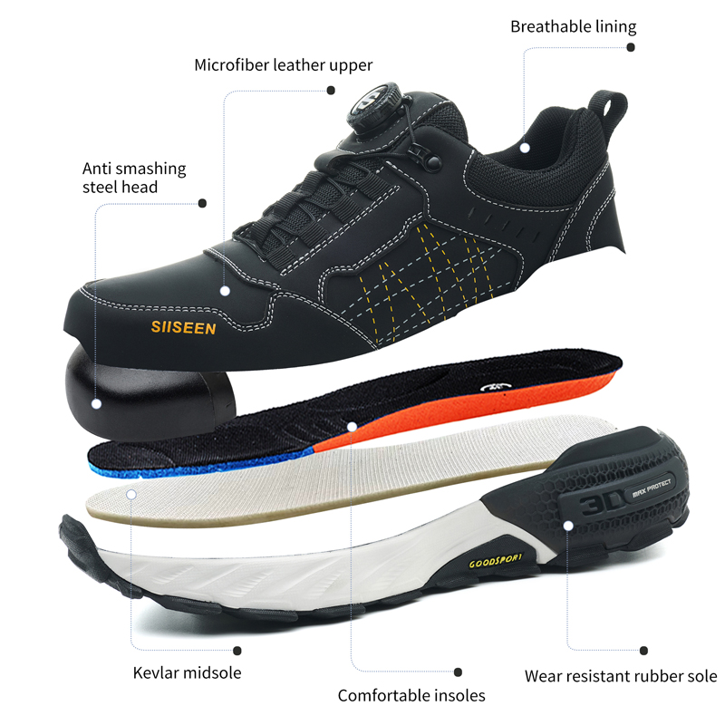 Black Leather Safety Shoes Sec - огляд і ціна Embroidery Garments