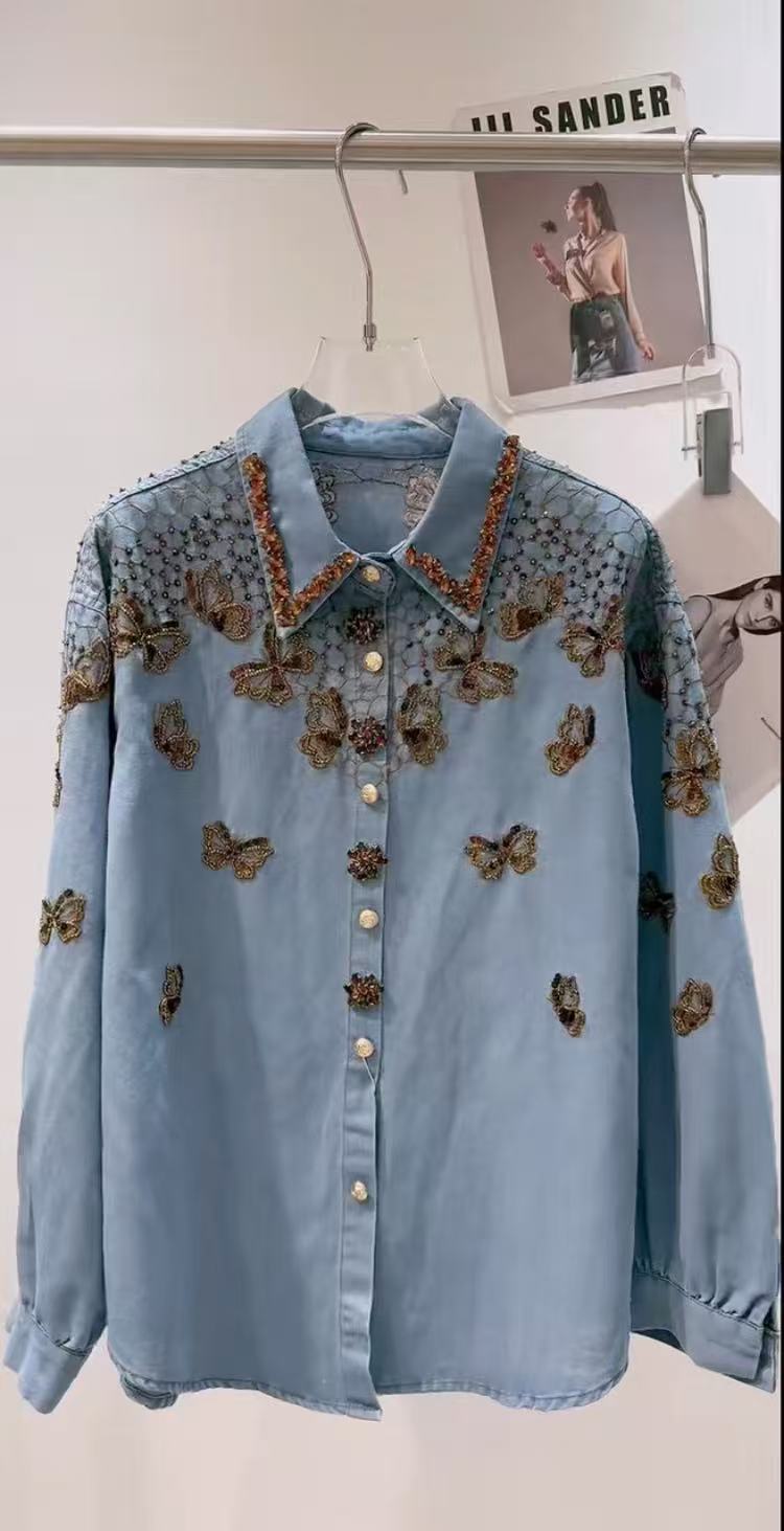 Luxury Style Denim Jacket For  - огляд і ціна Embroidery Jeans