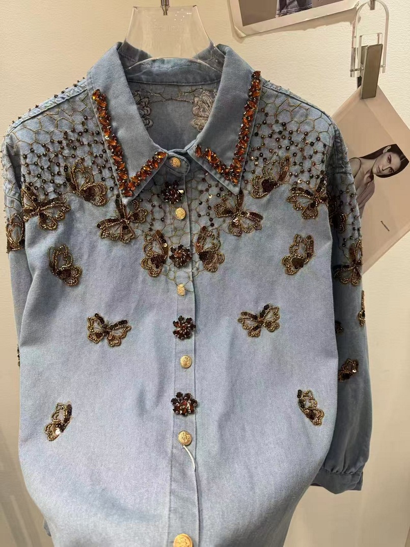 Luxury Style Denim Jacket For  - огляд і ціна Embroidery Jeans