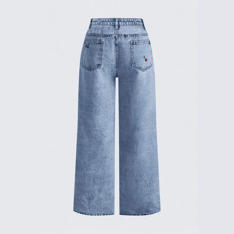 Retro Washed Denim Jeans Women - огляд і ціна Embroidery Jeans Sakura