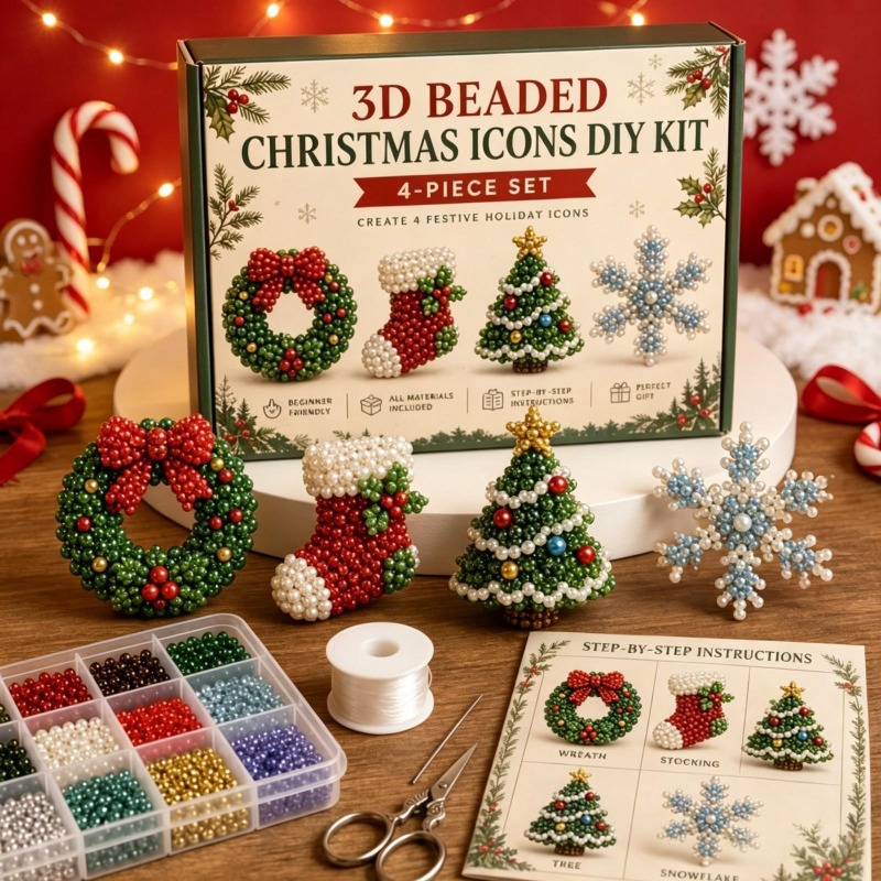 3D Pearl Christmas Kitten Art  - огляд і ціна Embroidery Xmas Tree