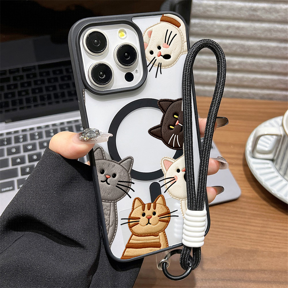 Cute Faux Embroidery Cat Phone - огляд і ціна Embroidery Cat
