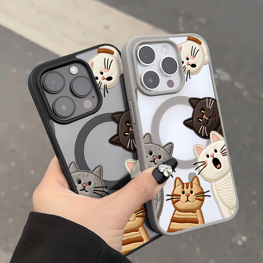Cute Faux Embroidery Cat Phone - огляд і ціна Embroidery Cat