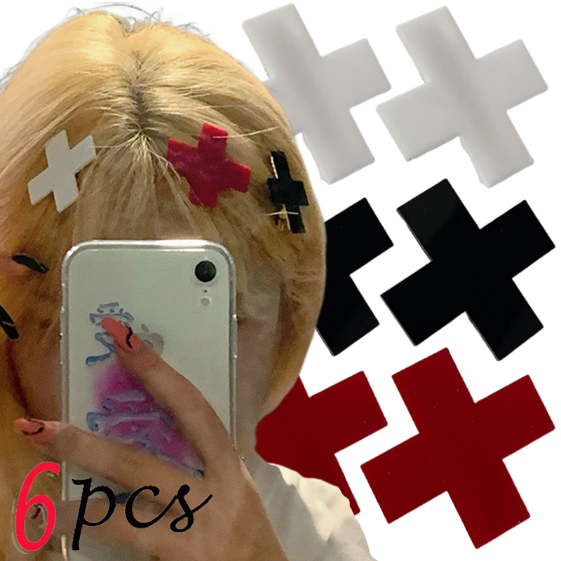Y2K Red Cross Hair Clip Punk G - огляд і ціна Embroidery Gothic