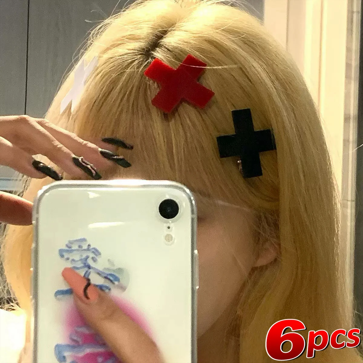 Y2K Red Cross Hair Clip Punk G - огляд і ціна Embroidery Gothic