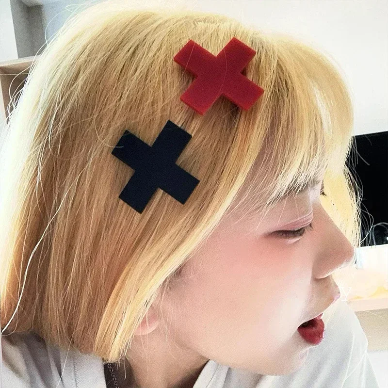 Y2K Red Cross Hair Clip Punk G - огляд і ціна Embroidery Gothic